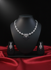 Purple Floral Bloom AD Necklace with Amethyst Accents