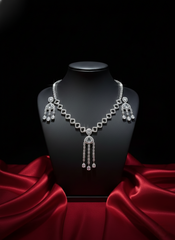 Nisa Geometric Chandelier AD Necklace & Earrings Set