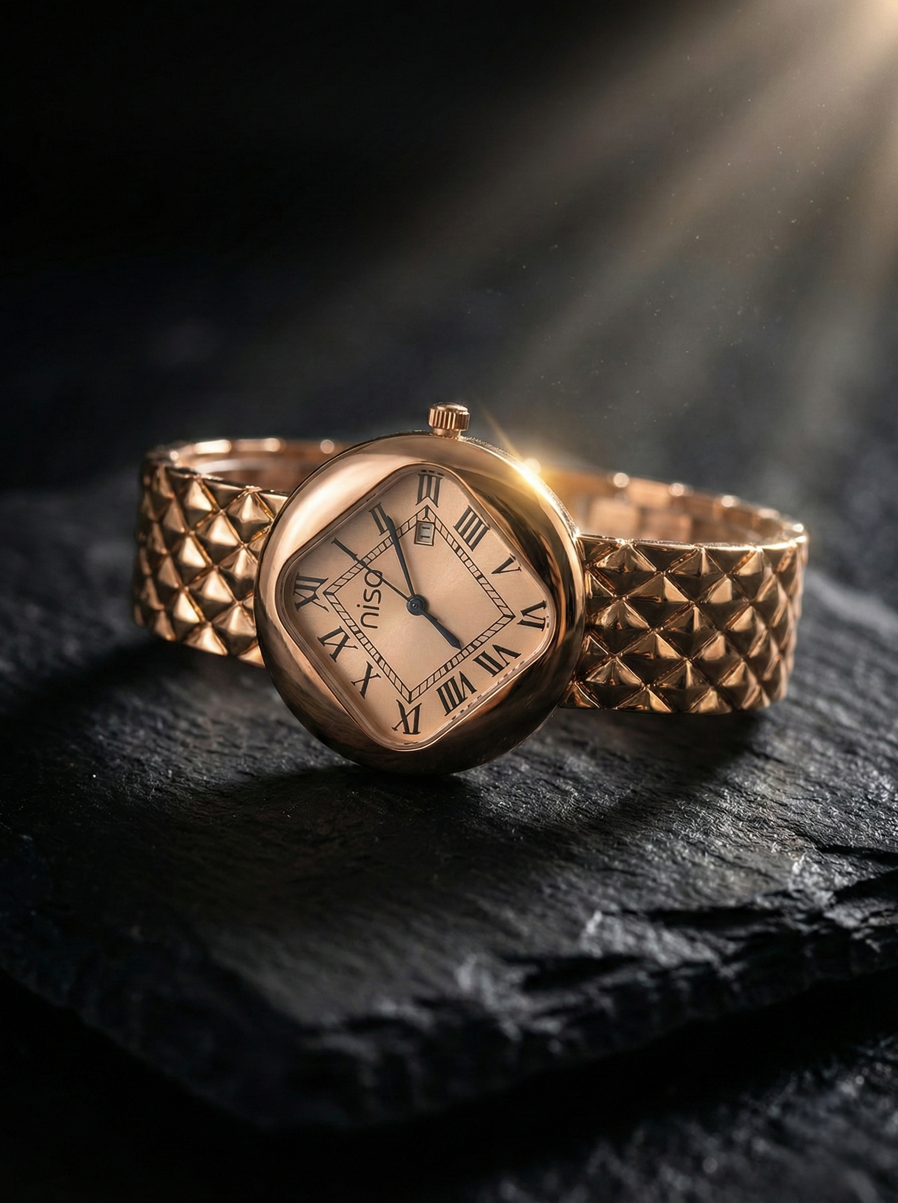 Nisa Classic Elegance Timepiece – The Quilted Rose Gold Collection