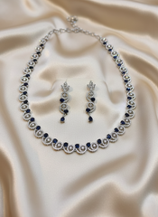 NISA Celestial Onyx/Black-Inspired AD Necklace & Earring Set
