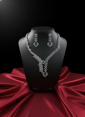 Mint-Green Emerald-Cut Stones AD Necklace