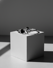 Nisa Premium Silver-Polish Heart Design With Diamond And Black Ceramic Studded Bracelet For Women and Girls