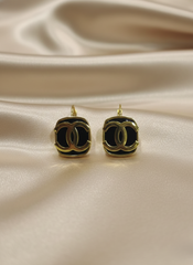 Stainless Steel Golden Tone Interlock Earrings