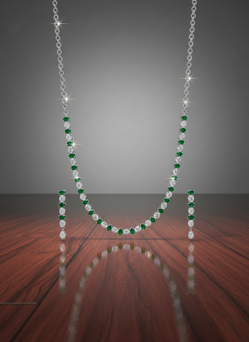 Green Emerald Radiance AD Necklace Set
