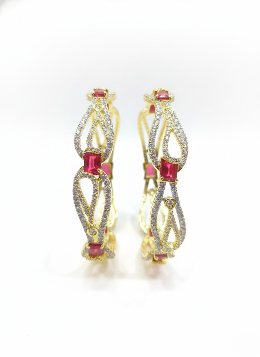 NISA Premium Fashion: Ruby Red & Sparkling AD Bangles