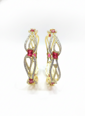 NISA Premium Fashion: Ruby Red & Sparkling AD Bangles