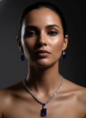 Sapphire Blue & Pear-Cut Zirconia AD Necklace Set