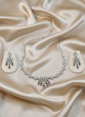 Purple Floral Bloom AD Necklace with Amethyst Accents