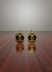 Stainless Steel Golden Tone Interlock Earrings