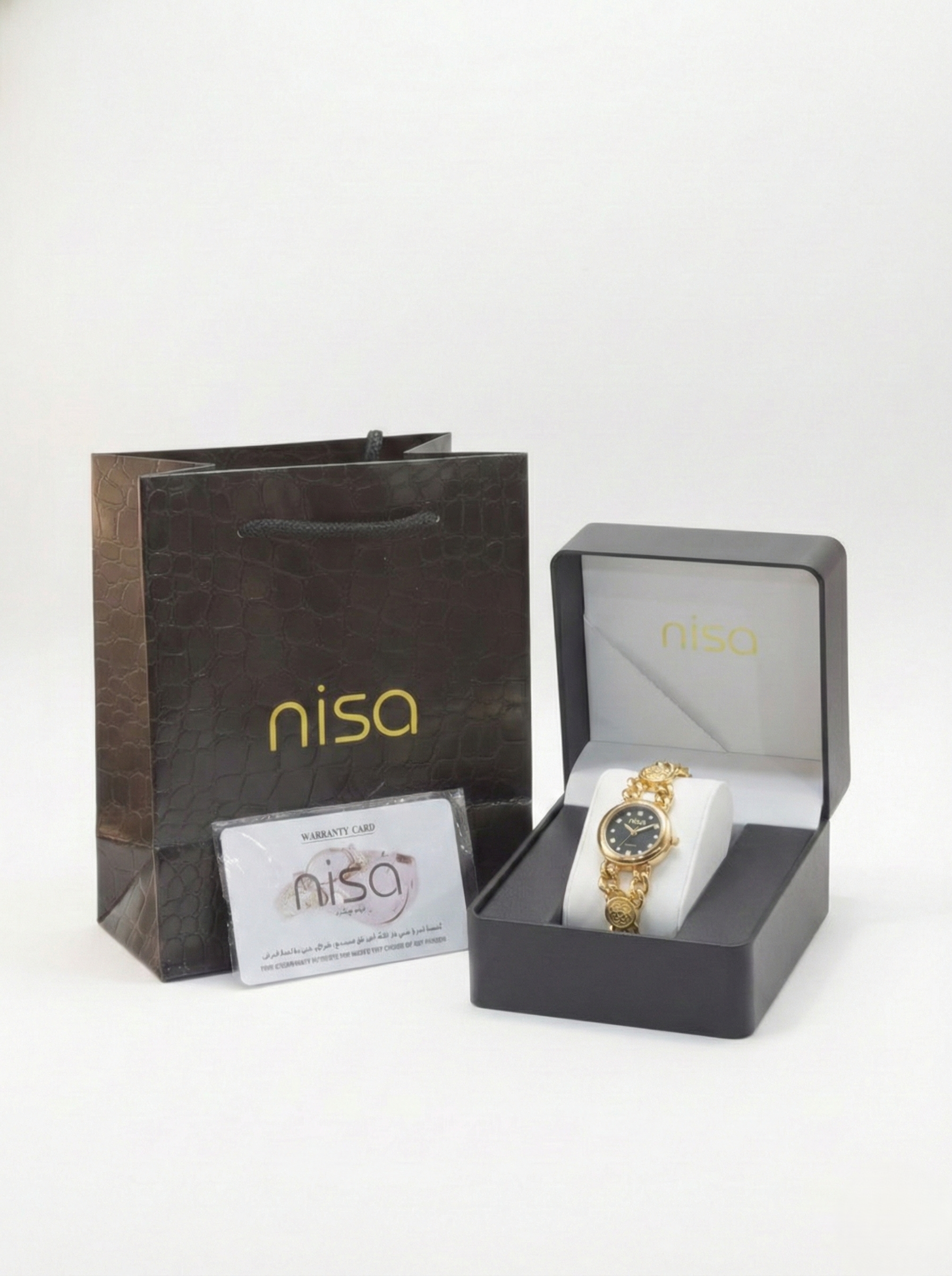 Nisa Elegant Gold Chain-Link Women's Watch