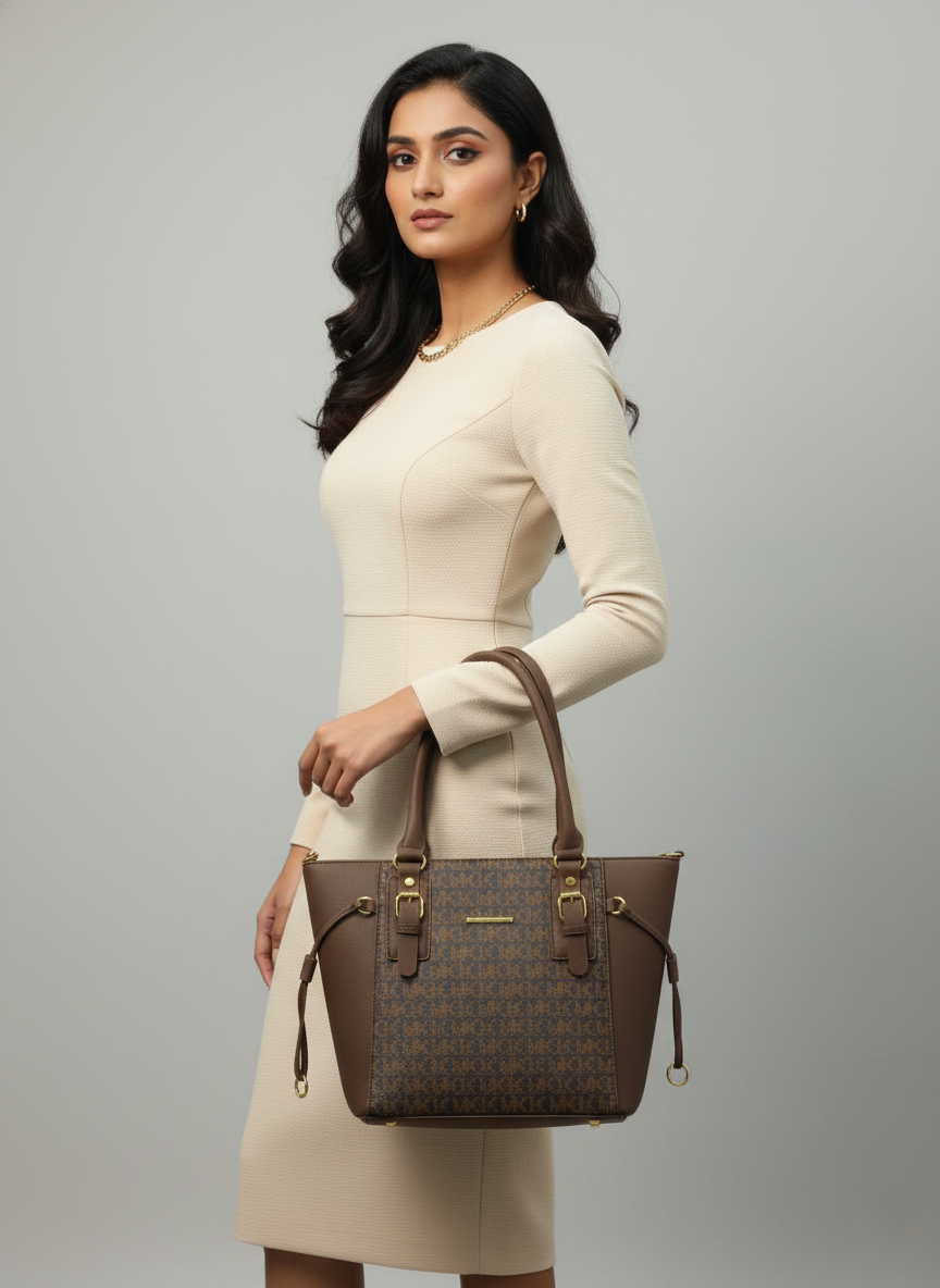 3-Pcs Combo Tote & Satchel Set – Coffee Brown