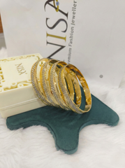 Nisa Premium Dual-Tone Textured Bangle Set (Set of 4)