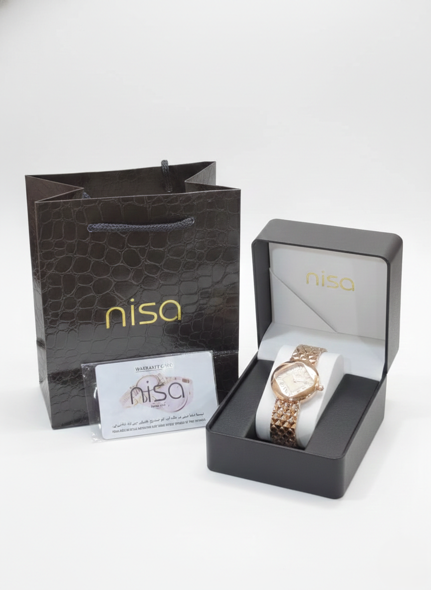 Nisa Classic Elegance Timepiece – The Quilted Rose Gold Collection