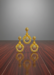 Dubai Style Gold-Tone Pendant and Earring Set