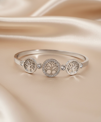 Nisa Premium Silver Polish Tree Design With Diamond Studded Bracelet For Women and Girls