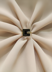 Stainless Steel Square Icon Golden Ring