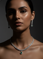 AYNA Mint Pear-Drop AD Necklace & Earring Set