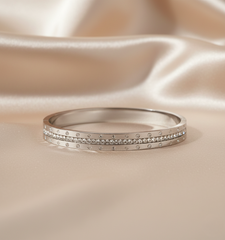 Nisa Premium Silver Polish Delicate Design With Daimond Studded Bracelet For Women and Girls