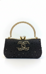 Nisa Icon Black Rhinestone Party Purse