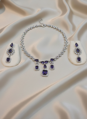 Royal Purple & Silver AD Necklace