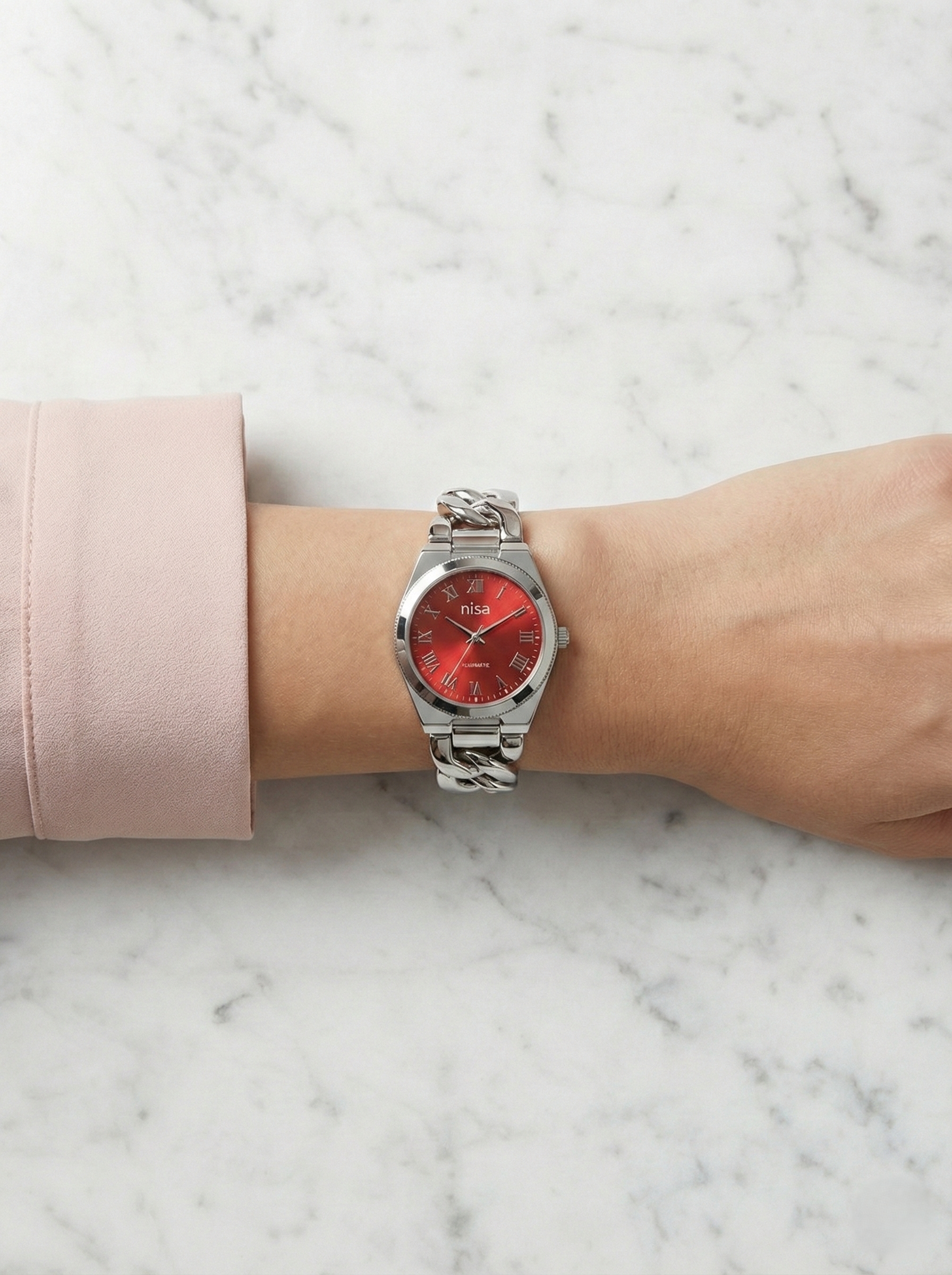 Nisa Silver Chain-Link Series – Classic Quartz Watch