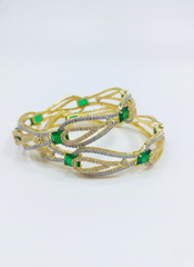 NISA Premium Fashion: Green & Sparkling AD Bangles