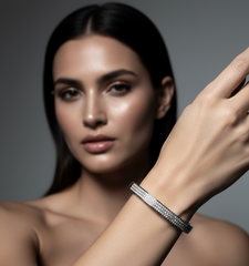 Nisa Premium Silver Polish Delicate Three-Line Design With Diamond Studded Bracelet For Women and Girls