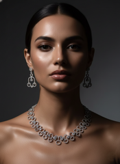 Nisa Ethereal Bloom AD Necklace & Earring Set