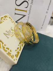 NISA Premium Two-Tone Geometric Gold-Plated Bangles