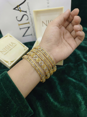 Nisa Premium Dual-Tone Gold & Silver Designer (Set of 4) Bangles