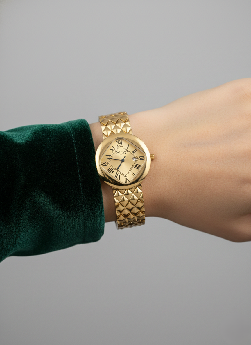 Nisa Classic Elegance Timepiece – The Quilted Gold Collection