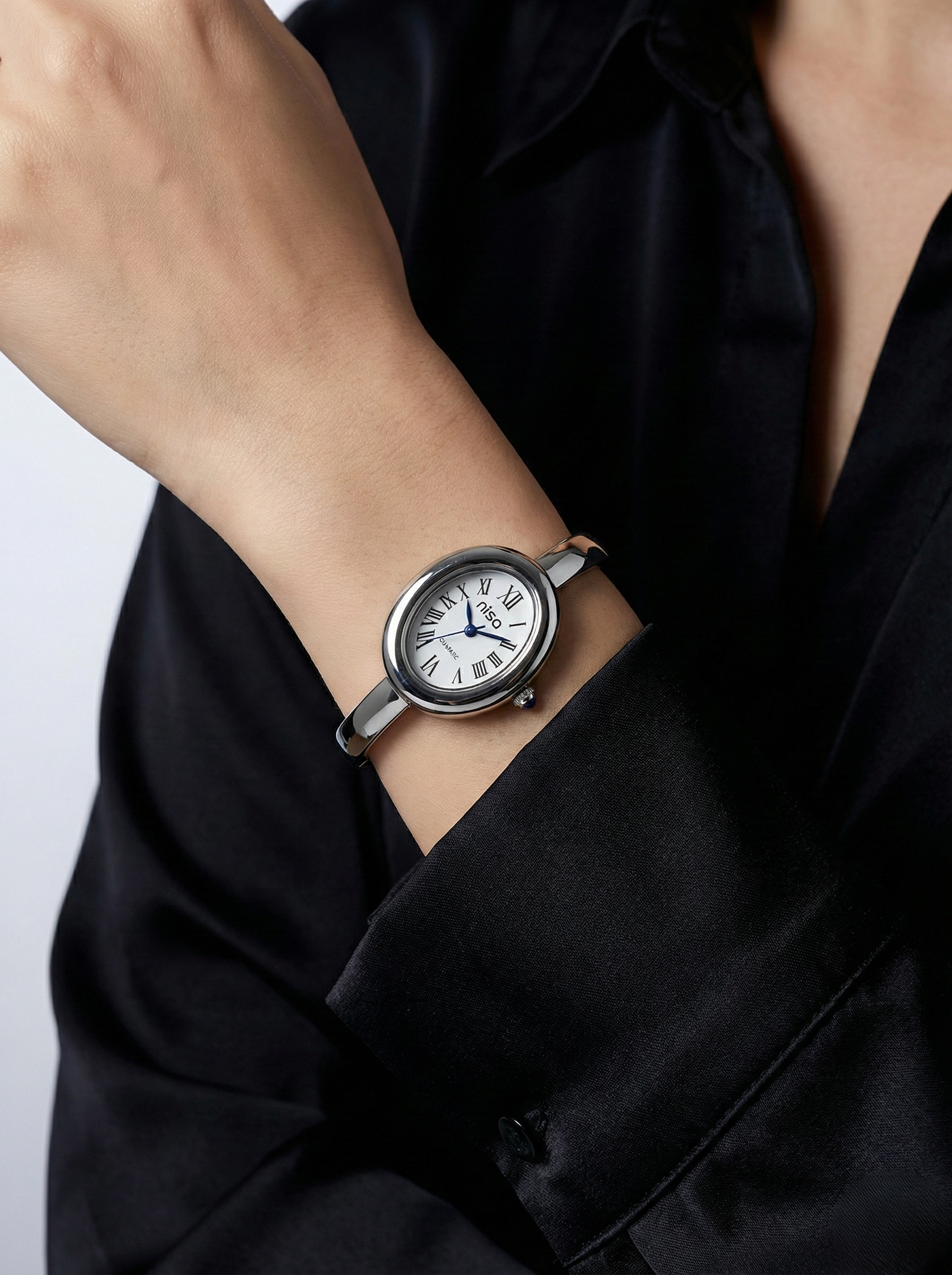 Nisa Ellipse Silver Bangle Watch