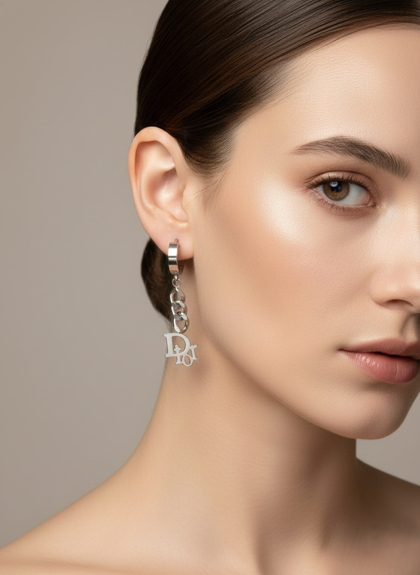 Stainless Steel Silver Hoops-Chain Link