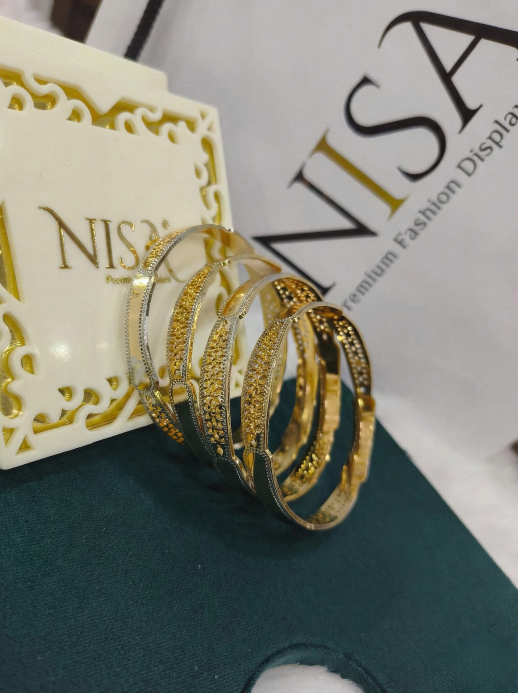 Nisa Premium Two-Tone Gold & Silver Finish Designer (Set of 4) Bangles