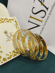 Nisa Premium Two-Tone Geometric Gold Plated (Set of 4) Bangles