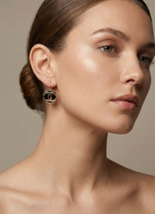 Stainless Steel Rose Gold Tone Interlock Earrings