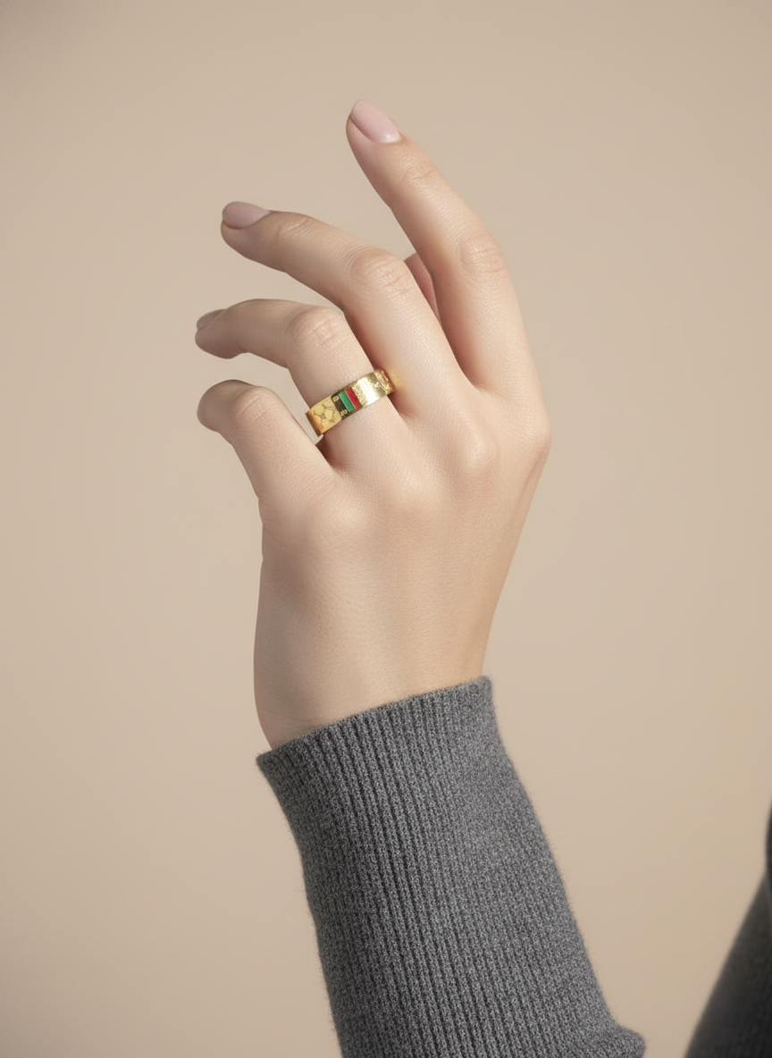 Stainless Steel Designer-Inspired  Gold Ring