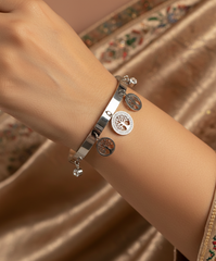 Nisa Premium Silver-Polish Hanging Tree Shape Design With Diamond Studded Bracelet For Women and Girls