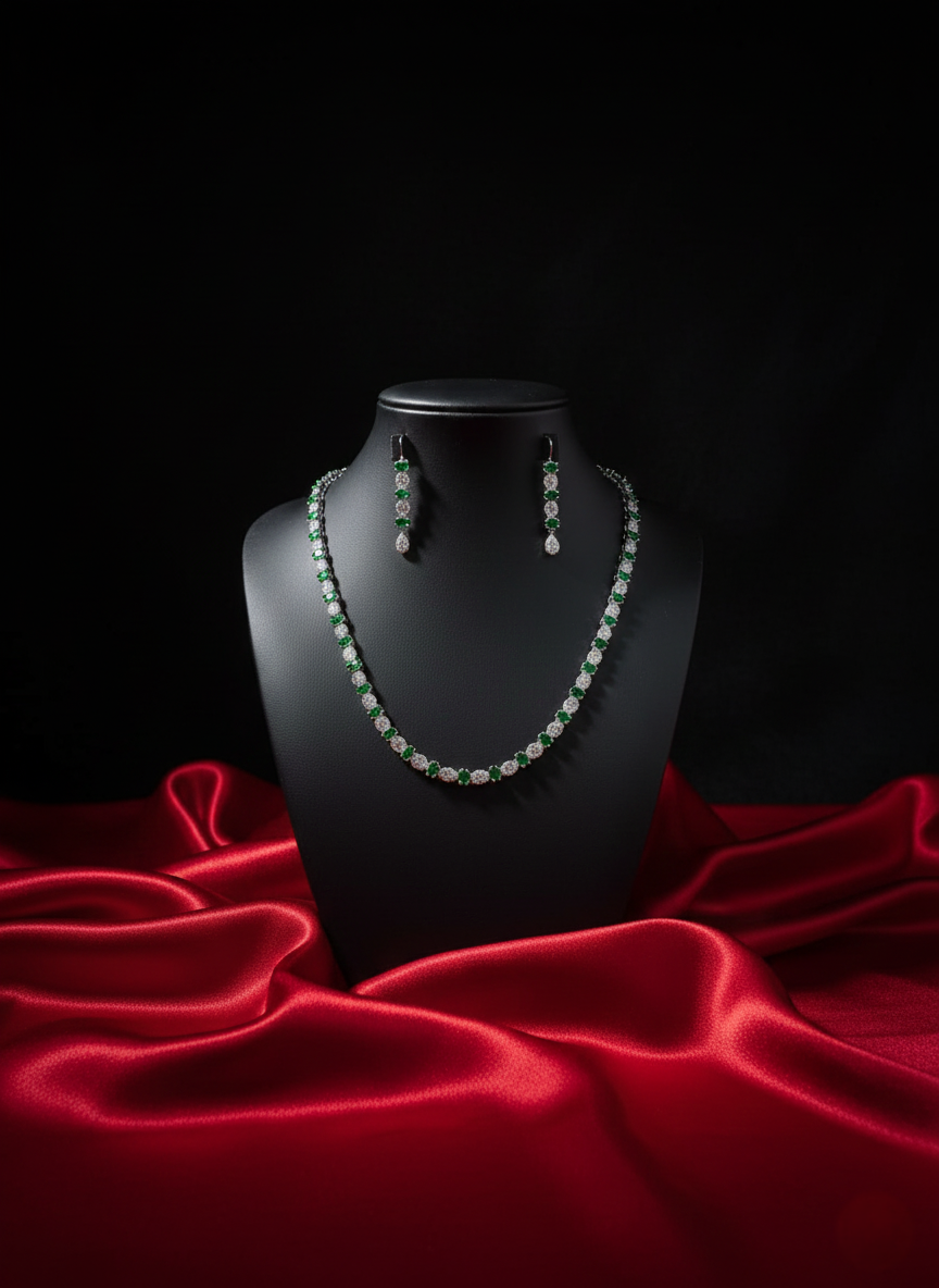 Green Emerald Radiance AD Necklace Set