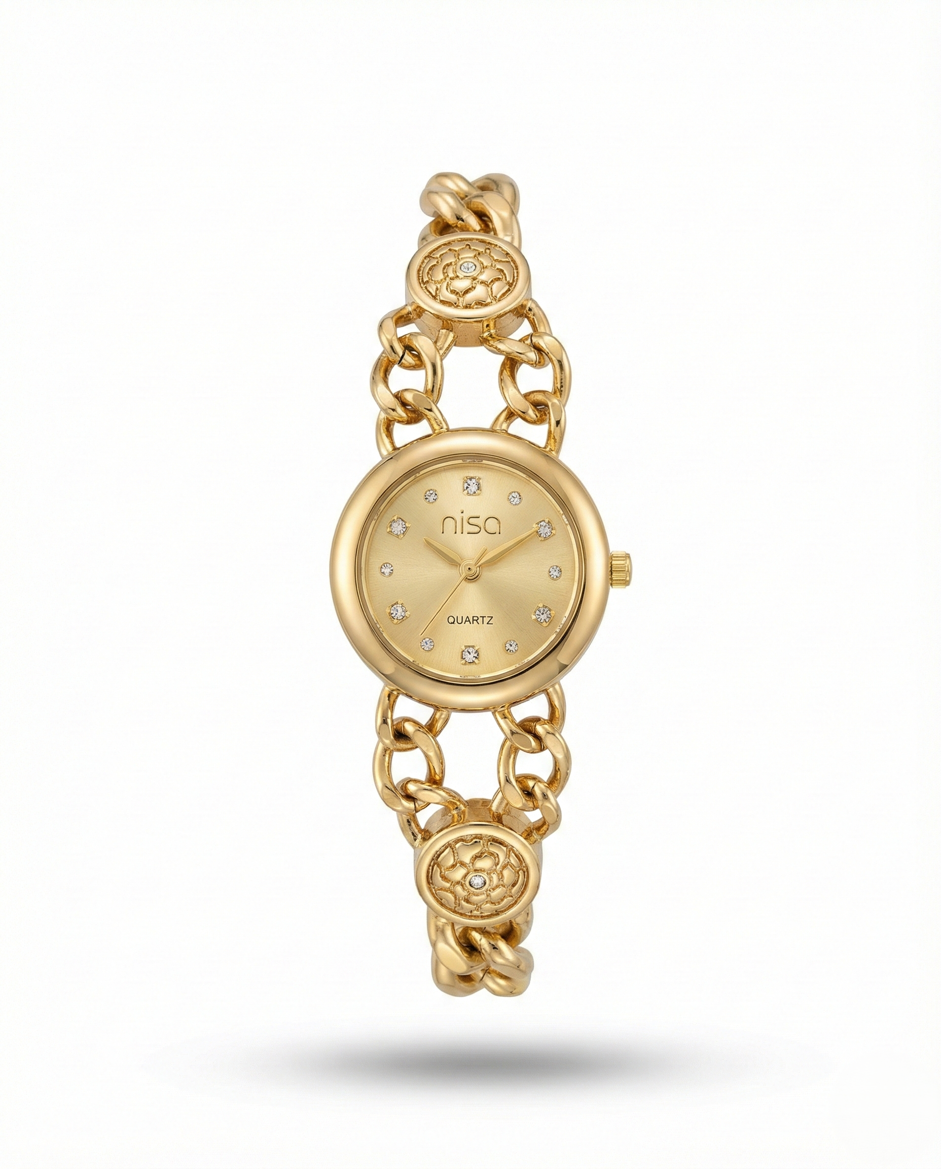 Nisa Elegant Gold Chain-Link Women's Watch