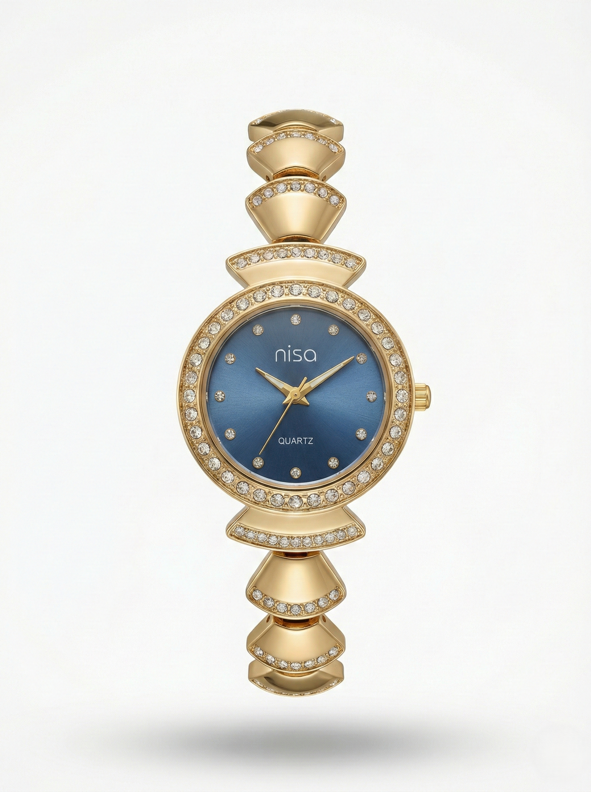 Nisa Designer Gold Women’s Watch with Crystal Accents
