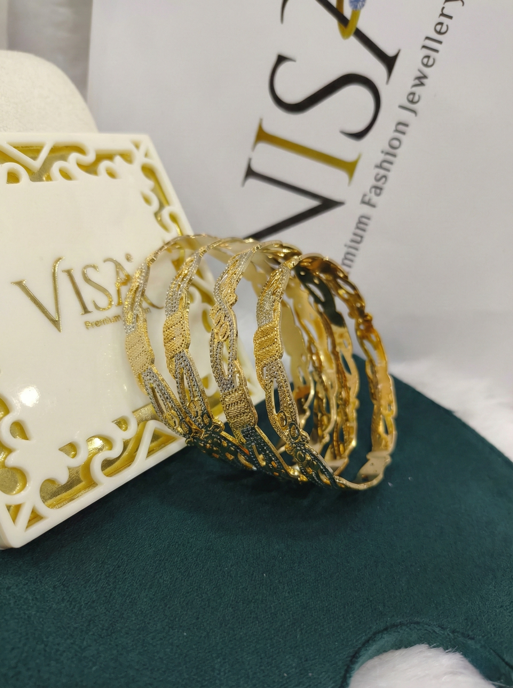 NISA Premium Two-Tone Filigree (Set of 4) Bangles