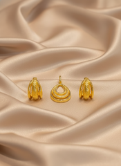 Dubai Style Gold-Tone Pendant and Earring Set