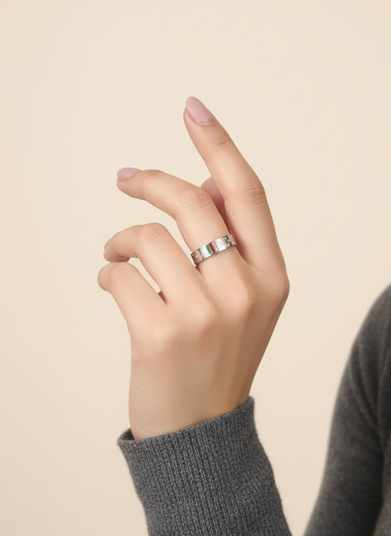 Stainless Steel Designer-Inspired Silver Ring