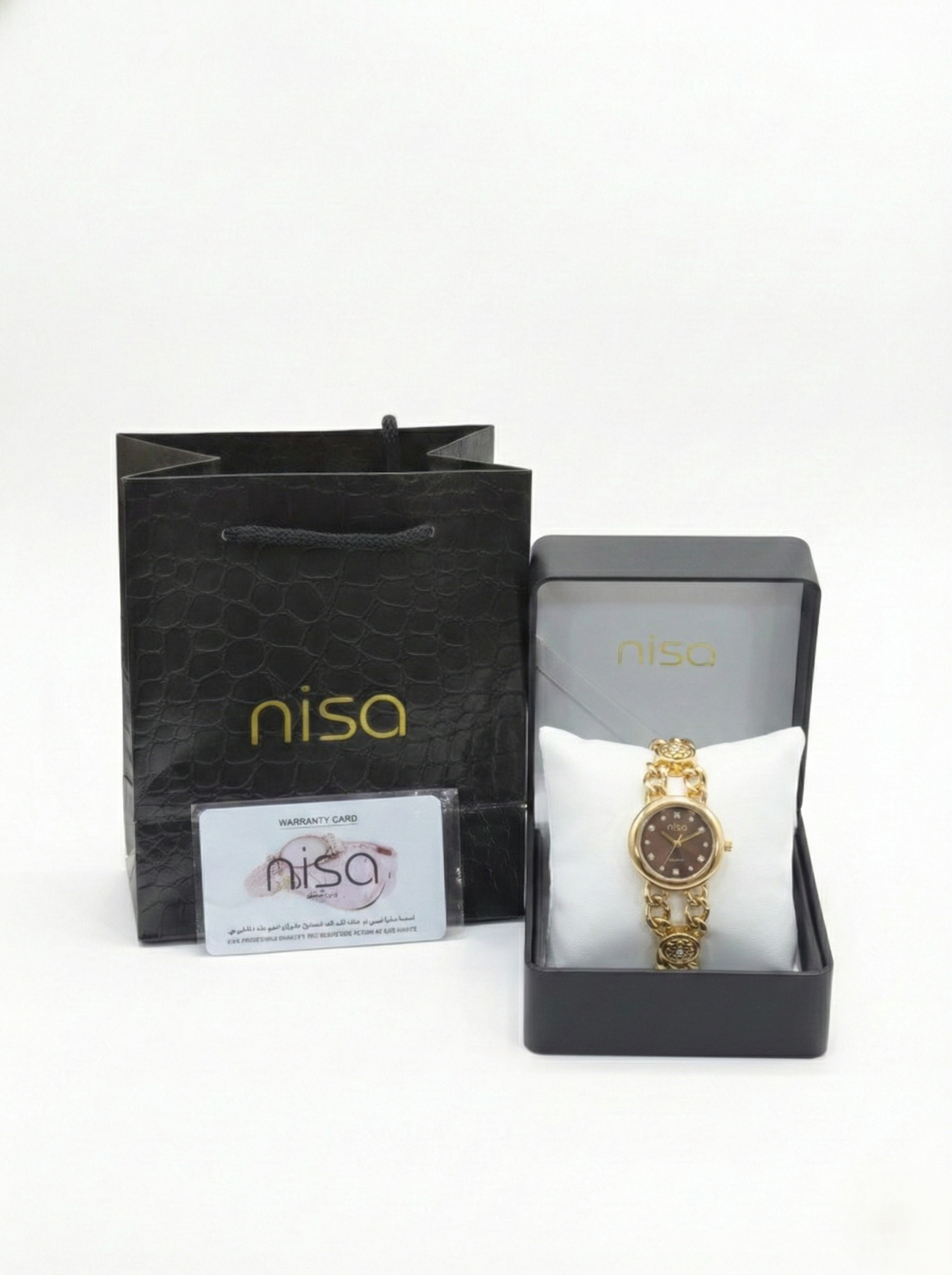 Nisa Elegant Gold Chain-Link Women's Watch