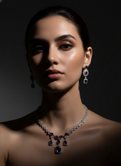 Royal Purple & Silver AD Necklace