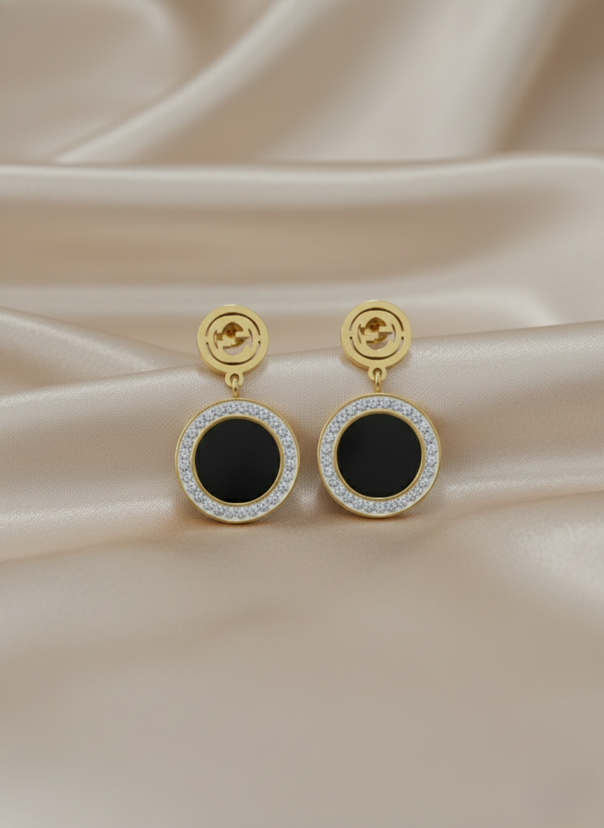 Gold Tone Stainless Steel Halo Earrings