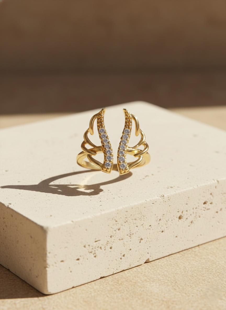 Golden Angel Wing Wrap Finger Ring