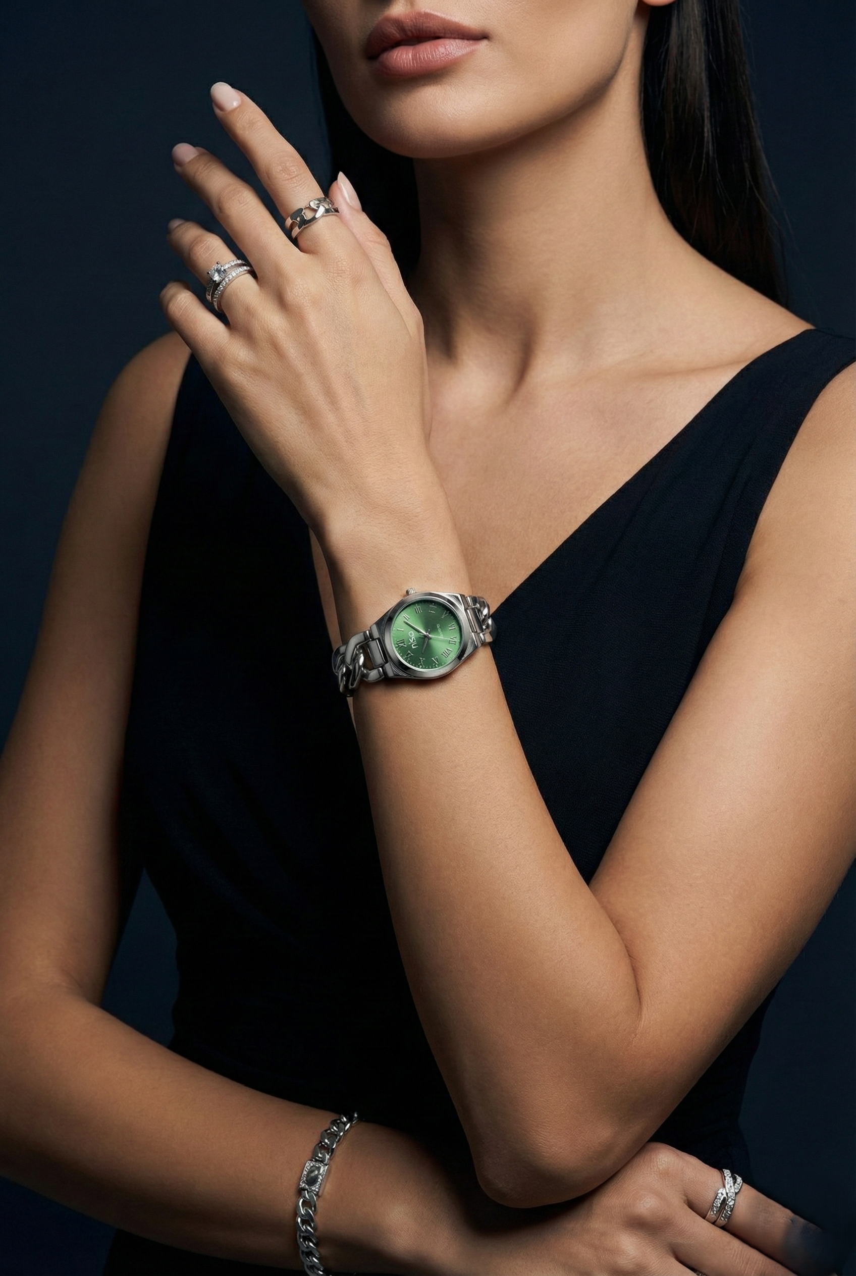 Nisa Silver Chain-Link Series – Classic Quartz Watch