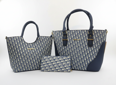 3-Pcs Combo Tote & Satchel Set – Navy Blue